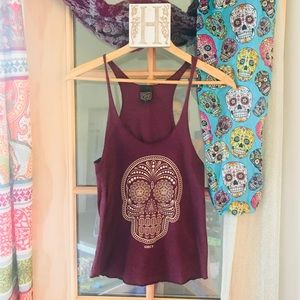 🦋4 for $30🦋 OBEY sugar skull racer back tank